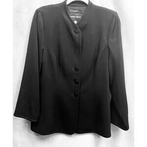 Giorgio Armani Stylish Chic Womens Black Wool Blend Blazer Size 48